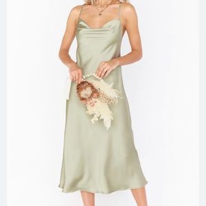 Show Me Your MuMu Verona Cowl Green Satin Dress
